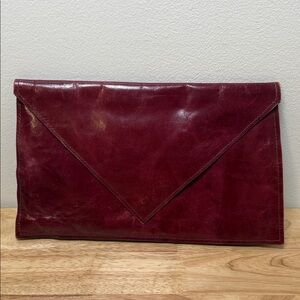Vintage | made in India | Burgundy Leather Envelope Clutch